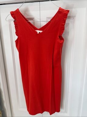 Jude Connally Red Ruffle-Sleeve Sheath Dress